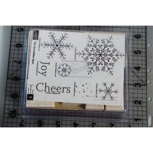 NEW!! 2006 Stampin Up! The Snowflake Spot Wood Mount Rubber Stamp 7 Piece Set